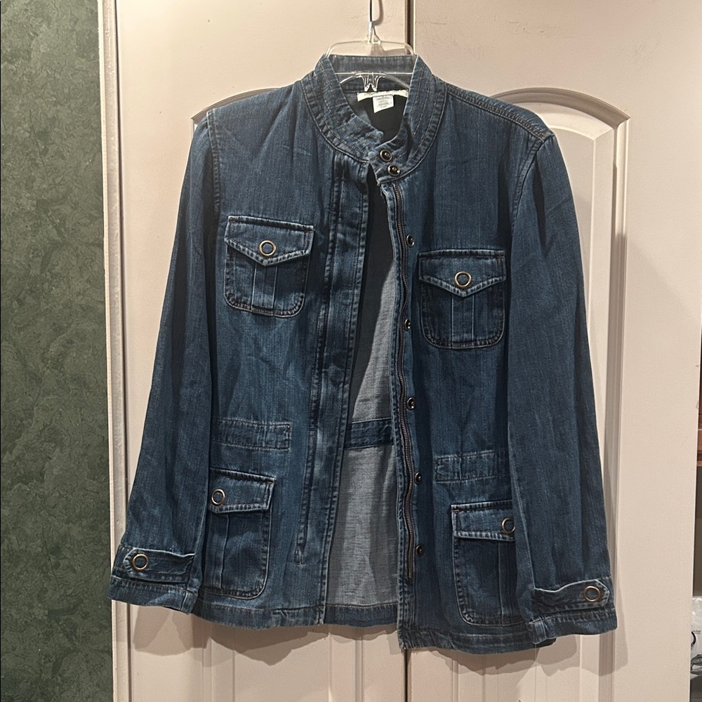 Jones New York Blue Denim Jacket with Button Accents